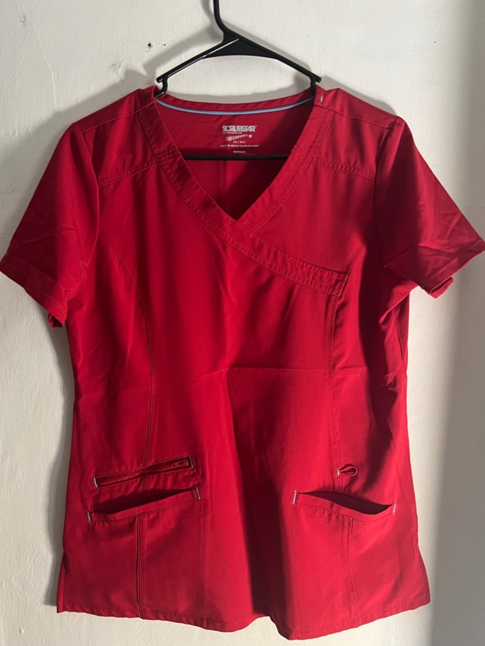 SCRUBSTAR Women’s Red V-Neck Scrub Top